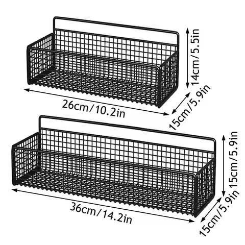 Black White Bathroom Storage Shelf Iron Organizer Shelf No Drill Storage Rack Kitchen Grid Shelf Wal