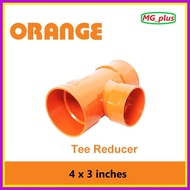 ▤ ∆ ✟ PVC Sanitary Orange Pipe Fittings Tee Reducer 3x2 4x2 4x3 For Plumbing Connetion PVC Pipe Dra
