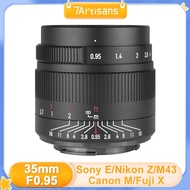 7Artisans 35mm F0.95 APS C Large Aperture Manual Focus Portrait lens for Sony E Fuji XF Canon Eos-M Nikon Z M43 mount