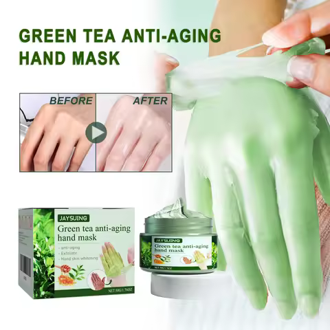 Jaysuing Green Tea Anti-Wrinkle Hand Mask - Moisturizing, Exfoliating, Keratin Removing, Repairing, 