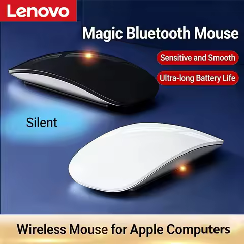 Lenovo Wireless Bluetooth Mouse Multi-Touch Ergonomic Silent Mouse Type-C Charging Portable Laptop O