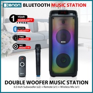 Xenon Portable Speaker Dual 6.5 Inch Bluetooth Speaker Music Station with Microphone Bluetooth and R