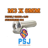 Bolt L Button M3 x 8 / Bolt Button L M3 x 8 SUS 304