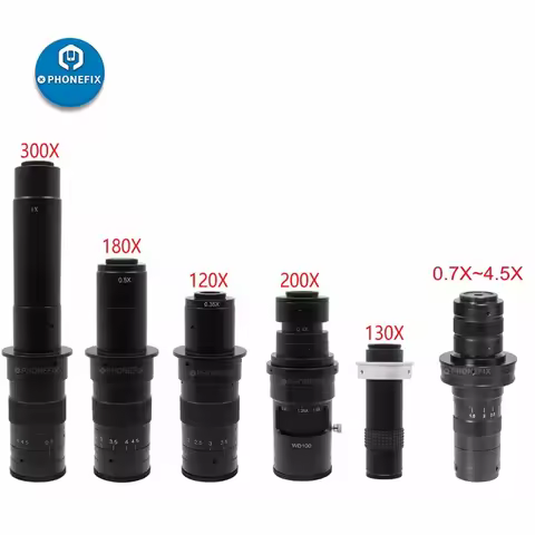 Microscope Zoom C Mount Lens Adjustable 300X 200X 180X 130X 120X 0.7X-4.5X Magnification 25mm For HD