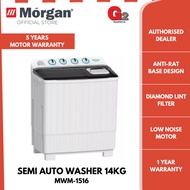 MORGAN SEMI AUTO WASHING MACHINE 14KG MWM-1516 - MORGAN WARRANTY MALAYSIA