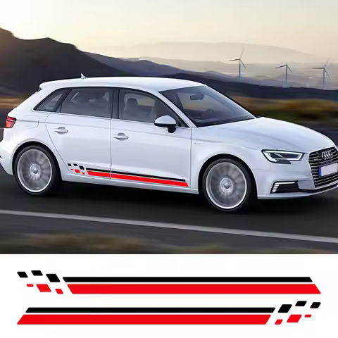 2PCS Car Door Side Skirt Sticker Vinyl Decals Auto Accessories For Audi A3 8V 8P 8L 8Y Sedan S3 TFSI