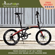 CS168ph TRINX Dolphin 2.1 20" (451) 7spd Hydraulic Disc Brake Alloy Folding Bike with FREE HELMET
