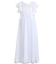 ZZOOI Girl Princess Vintage Lace Dress Long Child Gauze Floral Vestido Bow White Ivory Birthday Part