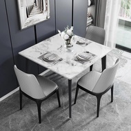 โต๊ะกินข้าวโมเดิร์น โต๊ะกินข้าว 4 ที่นั่ง 80ซม หินอ่อน ลักษณะ Square Dining Table Sintered Stone Beautiful Marble Tabletop หินอ่อนราคา --- No Including Chair Snow Mountain 80cm One