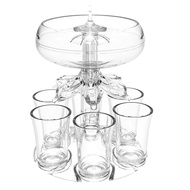 Party Drink Dispenser with 6 Shot Glasses Set - Acrylic Touchless Liquor Dispenser for Beverage Cide