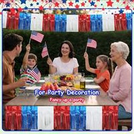 1/2/4 Pcs 9.84 Ft Foil Fringe Garland, Red White Blue Metallic Tinsel Streamers Patriotic Backdrop B