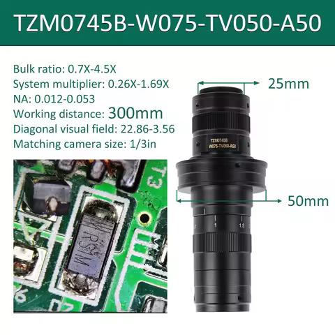150x Microscope Lens 0.7X-4.5X Adjustable Magnification Monocular Zoom C Mount Lens For HDMI VGA USB