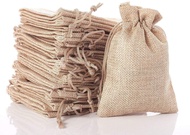 handrong 100pcs Burlap Gift Bag Burlap Bags with Drawstring Jewelry Pouch Jute Hessian Sack Packing 