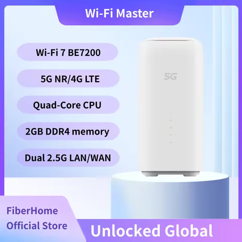 FiberHome 5G CPE Pro WiFi 7 7200Mbps Router - Unlocked 4G/5G Dual Band SIM Slot, 128 Devices Support