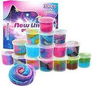 30 Pack Unicorn Galaxy Slime Kit, Unicorn Galaxy Party Favor for Girls &amp; Boys, Non Sticky, Stress &amp; Anxiety Relief, Wet, It's The Best Gift for Children's Birthday or Christmas Stocking