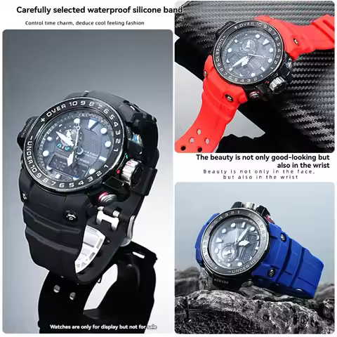 For g-shock Casio 5371 special silicone strap GWN-1000B/GWN-1000 black red waterproof outdoor resin 