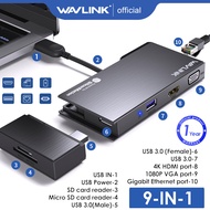 Wavlink 9-In-1แท่นวางขนาดเล็ก USB3.0ตัวแปลงแบบหลายพอร์ตพร้อม4K HDMI และ1080P VGAUSB3.0 2X5Gbpsตัวอ่า