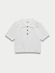 [Pomelo] เสื้อโปโลแต่งดอกไม้ / Floral Polo Top