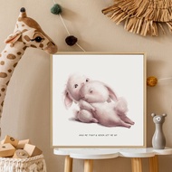 緊緊抱著我 - 療癒感可愛兔子插畫/動物掛畫/小孩房擺設/情人節禮