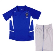 High quality Child set 2002 Brazil Retro Jersey away Sports Shirt kids kit 16-28