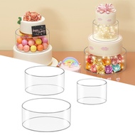 [fineblueua] 3x Cake Stand Cupcake Stand 6" 8" 10" Stackable Transparent Cake Stand Cylinder Boxes