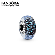 [Not For Sale] Pandora Wavy Dark Blue Murano Glass Ocean Charm-GWP