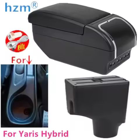 Armrest box For Toyota Yaris Hybrid sol 2014 - 2023 Dual Layer Rotatable Large Space Central Store C