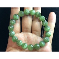 Natural Colored Gems Cat's Eye Green Apatite Single Circle Round Bead Bracelet 10MM/33.3G