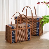 ALISOND1 Storage Basket Portable Durable Camping Outdoor Picnic Moon Cake Hand-Woven Gift Box