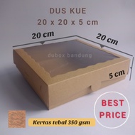 (5 pcs) DUS KUE 20x20x5 DUS KUE BROWNIES Laminasi dalam, DUS KOTAK NASI DUS DONAT DUS MAKANAN KEKINI