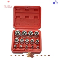 FKILLA 14PCS/Set Wrench Head Star Socket Set, E4-E24 External Hex Hexagon Socket Nut Socket, 1/4" 3/