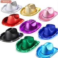 OKHALLO Space Cowgirl Hat, Composite Comfortable Light Up Cowgirl Hat, Durable LED EVA Shiny Cowboy 