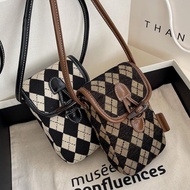 Mobile Phone Bag Messenger Chain Sky Small Shoulder Bag Mini Mobile Phone Bag Middle-aged Elderly Extra Small Houndstooth Mobile Phone Bag 2024