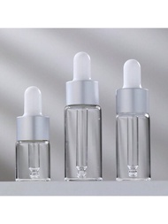 3 件裝 5 毫升/10 毫升/15 毫升霧面銀蓋玻璃滴管瓶空可再填充瓶用於精油化妝品液體容器帶移液器滴管