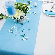 82ft Non-Woven Fabric Table Runner, 11.8 Inches Wide Elegant Wedding Runner for Party Thanksgiving Christmas Bridal Shower Decorations, Disposable Table Runners Roll &amp; Gift Wrapper (Blue)