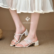 1414 Women's Princess Butterfly Heels Latest Korean Style Fashion Shimmer Butterfly High Heels