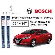 Nissan Almera Wiper U Hook 26"+14" Bosch Wiper Advantage Almera N18 (2020 - pre) Wiper New Almera