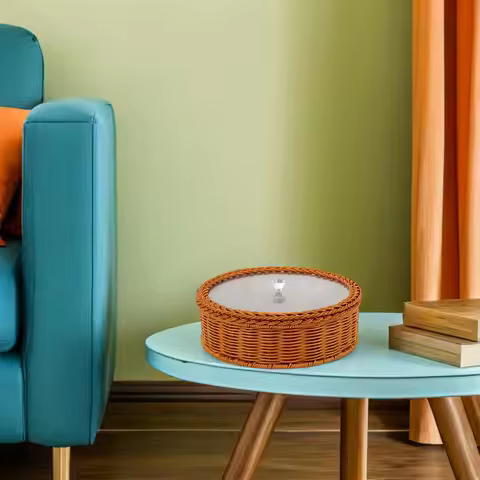 Divided Snack Tray Plastic Handwoven Serving Basket for Mixed Nuts Dried Fruits Candies Cookies Frui