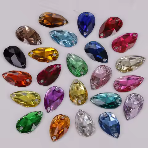 7x12mm, 10x14mm, 10x18mm, 17x28mm Colors Flat Back Resin Teardrop Sew On Stones