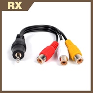 28cm 3.5mm jack av male to 3rca female audio video cable cord stereo adapter
