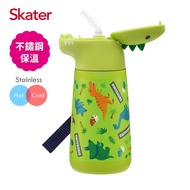Skater吸管不鏽鋼保溫水壺/ 370ml/ 綠恐龍