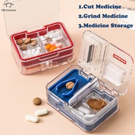 HKStorage Medicine Cutter Medicine Storage Box Portable Small Mini Grinding Divider Dispensing Pill Box Medicine Dispenser Pill Cutting Artifact