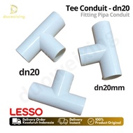 LESSO Tee Conduit dn 20mm PVC pipe fitting conduit electric pipe dn20 White tee