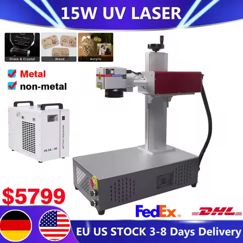 15W UV Laser Marking Machine UV 15W 355nm Laser Engraver for Glass/Wood/PVC/Stainless Steel/Plastic 