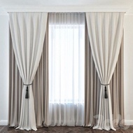 Hook Type Modern Langsir Curtain Semi Blackout Langsir Pintu Door Curtain