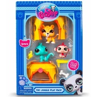 Littlest Pet Shop Tiki Jungle Play Set Pack Series 1 - Gen 7 Pets 50, 51, 52, LPS Collectible -Vampy