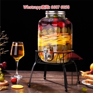 HH028 巨型無鉛玻璃水樽 (5公升或8公升) 不鏽鋼水龍頭冷水壺 古典全金屬座 5L/8L Glass Jar with Stainless Steel Tap in classic metal 