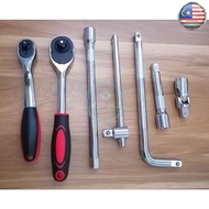 🇲🇾 TOOLS 1/2" INCH ( 12.5MM ) Heavy Duty ratchet Wrench and Adapter Spanar Box Socket Spana Wrench L