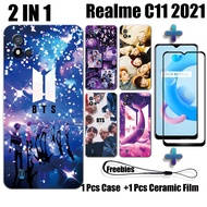 2 IN 1 BTS Case with Tempered Glass For Realme C11 2021 Phone Case and Curved Ceramic Screen Protector