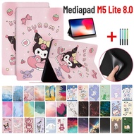 For Huawei Mediapad M5 Lite 8.0 (JDN2-AL00/W09) Kuromi Ultra Slim Kids Cute Cartoon Leather Stand Cover Shockproof Flip Case